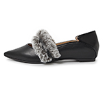 POINTED TOE WITH FUR / BLACK