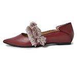 POINTED TOE WITH FUR / WINE